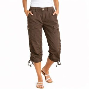 Crest Jeans Brown Cargo Capri Pants Drawstring Hem Size 5/6